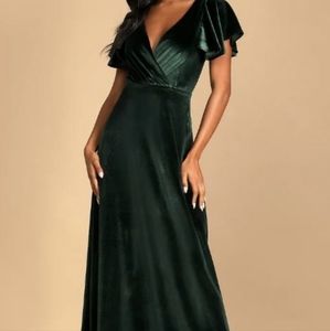 Revelry Gwen Velvet Dress in Classic Emerald Size 18 Petite Length